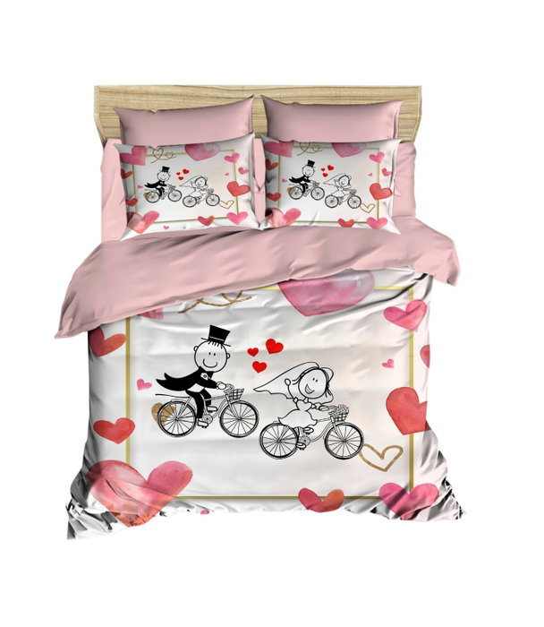 L'essentiel linge de maison Juego de funda de edredón individual con diseño 3D, Rosa, Blanco y Rojo L'essentiel linge de maison Juego de funda de edredón individual con diseño 3D, Rosa, Blanco y Rojo